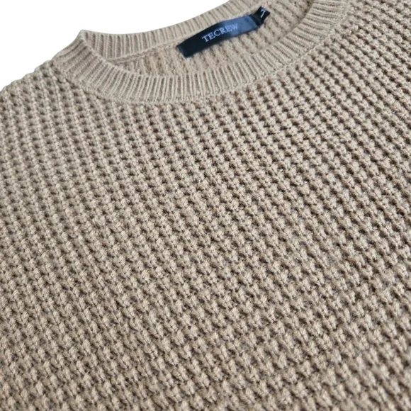 Tan Waffle Knit Crewneck Sweater - Picture 4 of 8